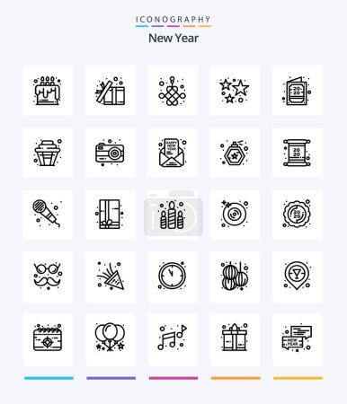 Illustration for Creative New Year 25 OutLine icon pack  Such As stars. firework. surprise. firecracker. year - Royalty Free Image