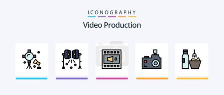 Illustration for Video Production Line Filled 5 Icon Pack Including theater tickets. movie raffle. digital recording. cinema tickets. video. Creative Icons Design - Royalty Free Image