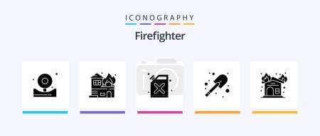 Illustration for Firefighter Glyph 5 Icon Pack Including firehouse. fireplace. barrel. fire. firefighter. Creative Icons Design - Royalty Free Image