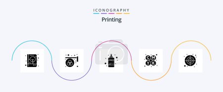 Illustration for Printing Glyph 5 Icon Pack Including circular. color. palette. cmyk. ink - Royalty Free Image