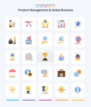 Téléchargez les illustrations : Creative Product Managment And Global Business 25 Flat icon pack  Such As global business. term. business. modern. business - en licence libre de droit