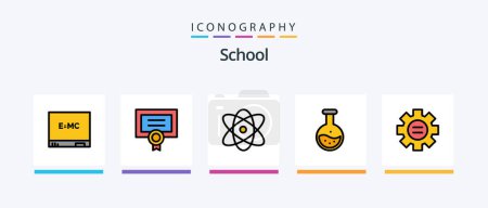 Illustration for School Line Filled 5 Icon Pack Including time. clock. globe. alarm. education. Creative Icons Design - Royalty Free Image