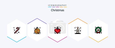 Illustration for Christmas 25 FilledLine icon pack including . winter. xmas. wreath. christmas - Royalty Free Image