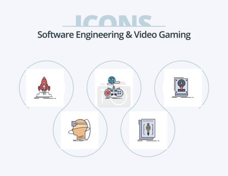 Illustration for Software Engineering And Video Gaming Line Filled Icon Pack 5 Icon Design. directory. archive. playstation. program. editor - Royalty Free Image