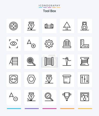 Ilustración de Creative Tools 25 OutLine icon pack  Such As tools. gear. dumbbell. cursor. add - Imagen libre de derechos