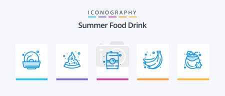 Illustration for Summer Food Drink Blue 5 Icon Pack Including summer. coconut juice. can. coconut. summer. Creative Icons Design - Royalty Free Image