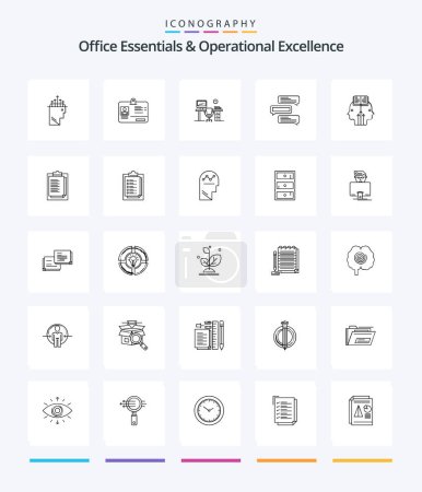 Illustration for Creative Office Essentials And Operational Exellence 25 OutLine icon pack  Such As talks. comments. office. bubbles. room - Royalty Free Image