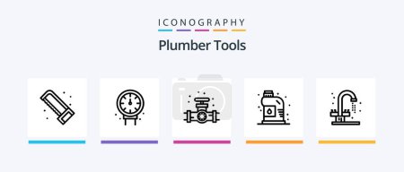 Illustration for Plumber Line 5 Icon Pack Including mechanical. repair. extractor. plumber. man. Creative Icons Design - Royalty Free Image