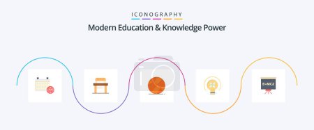 Téléchargez les illustrations : Modern Education And Knowledge Power Flat 5 Icon Pack Including teacher. education. ball. idea. bulb - en licence libre de droit