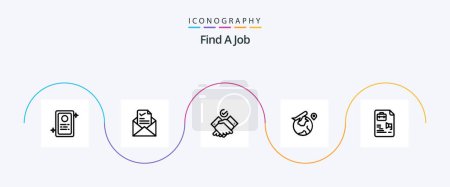 Téléchargez les illustrations : Find A Job Line 5 Icon Pack Including job. file. job. job. location - en licence libre de droit