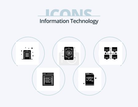 Ilustración de Information Technology Glyph Icon Pack 5 Icon Design. inbox. app. file. pin code. mobile - Imagen libre de derechos