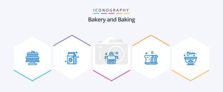 Illustration for Baking 25 Blue icon pack including meal. bread. cafe. baking. restaurant - Royalty Free Image
