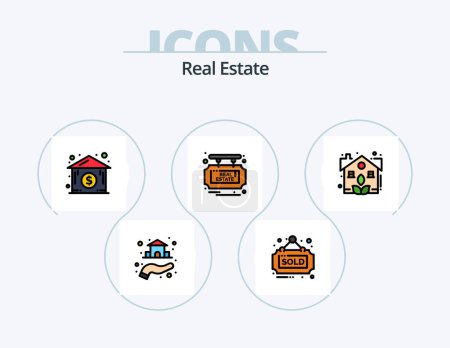 Illustration for Real Estate Line Filled Icon Pack 5 Icon Design. contact. dealer. location. real. broker - Royalty Free Image
