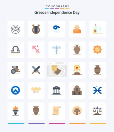Téléchargez les illustrations : Creative Greece Independence Day 25 Flat icon pack  Such As bottle. mythology. nation. greek. greece - en licence libre de droit