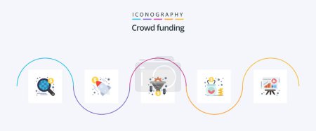 Ilustración de Crowdfunding Flat 5 Icon Pack Including chart. cash. conversion. money. bag - Imagen libre de derechos