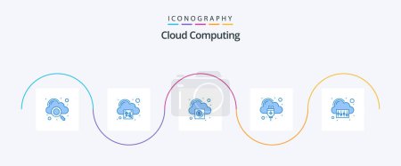 Ilustración de Cloud Computing Blue 5 Icon Pack Including config. business. power plug. cloud hosting - Imagen libre de derechos