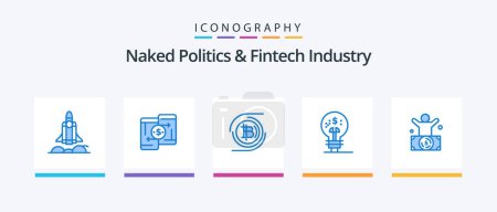 Illustration for Naked Politics And Fintech Industry Blue 5 Icon Pack Including idea. finance. phone. fintech innovation. cryptocurrency. Creative Icons Design - Royalty Free Image