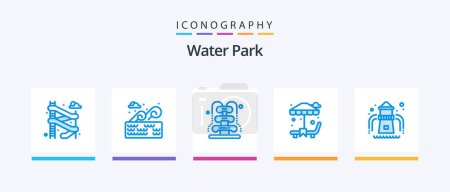 Téléchargez les illustrations : Water Park Blue 5 Icon Pack Including . park. park. water slide. park. Creative Icons Design - en licence libre de droit