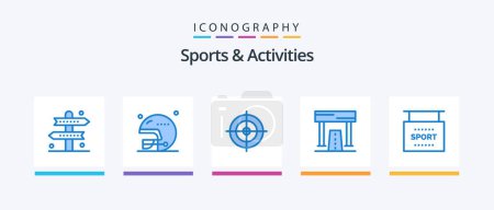 Téléchargez les illustrations : Sports and Activities Blue 5 Icon Pack Including info. game. sports. finish. activities. Creative Icons Design - en licence libre de droit