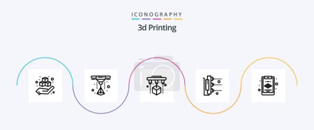 Illustration for 3d Printing Line 5 Icon Pack Including clipboard. scanner. factory. machine. factory - Royalty Free Image