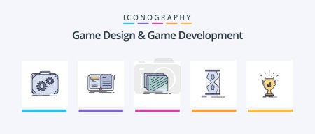 Téléchargez les illustrations : Game Design And Game Development Line Filled 5 Icon Pack Including game. check. texture. publishing. game. Creative Icons Design - en licence libre de droit
