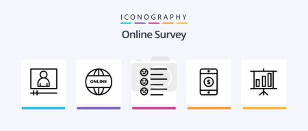 Ilustración de Online Survey Line 5 Icon Pack Including presentation. business. rate. add. sad. Creative Icons Design - Imagen libre de derechos