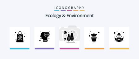 Ilustración de Ecology And Environment Glyph 5 Icon Pack Including green. pot. growth. plant. gardening. Creative Icons Design - Imagen libre de derechos