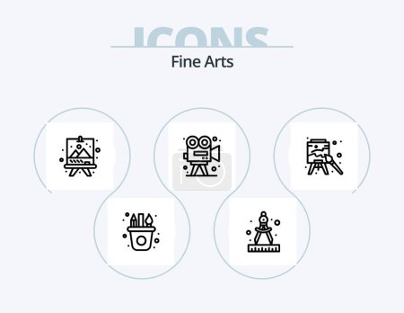 Téléchargez les illustrations : Fine Arts Line Icon Pack 5 Icon Design. art. paint. cut. arts. poem - en licence libre de droit