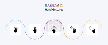 Téléchargez les illustrations : Hand Gestures Glyph 5 Icon Pack Including hold. hand cursor. down. hand. interface - en licence libre de droit