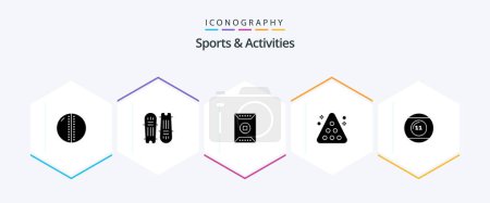Illustration for Sports and Activities 25 Glyph icon pack including rack. billiards. cricket equipment. stadium. sport - Royalty Free Image