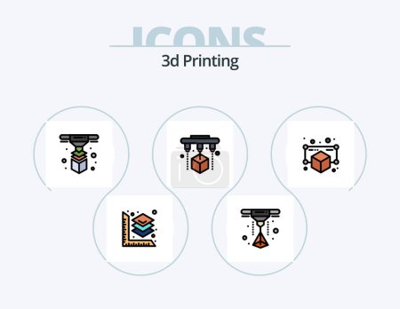 Téléchargez les illustrations : 3d Printing Line Filled Icon Pack 5 Icon Design. web. point. dd printing. object. gadget - en licence libre de droit