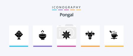 Téléchargez les illustrations : Pongal Glyph 5 Icon Pack Including festival. gear. diwali. setting. pongal. Creative Icons Design - en licence libre de droit