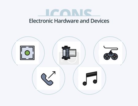 Illustration for Devices Line Filled Icon Pack 5 Icon Design. camcorder. joystick. computer. game. controller - Royalty Free Image