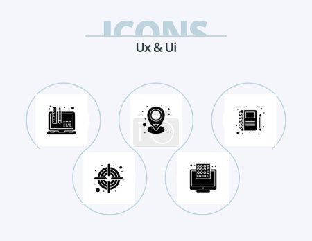 Illustration for Ux And Ui Glyph Icon Pack 5 Icon Design. sketch. book. development. place. map - Royalty Free Image