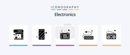 Illustration for Electronics Glyph 5 Icon Pack Including . media. photography. communication. hardware. Creative Icons Design - Royalty Free Image