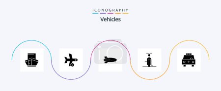 Ilustración de Vehicles Glyph 5 Icon Pack Including transportation. filled. transport. bike. transportation - Imagen libre de derechos