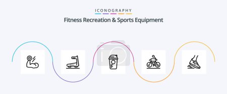 Ilustración de Fitness Recreation And Sports Equipment Line 5 Icon Pack Including biking. bicycle. treadmill. activity. sports - Imagen libre de derechos