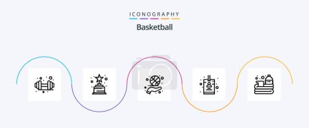 Téléchargez les illustrations : Basketball Line 5 Icon Pack Including game. basket. hand. ball. card - en licence libre de droit