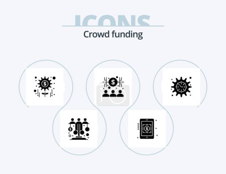 Illustration for Crowdfunding Glyph Icon Pack 5 Icon Design. project. money. money. economist. banker - Royalty Free Image