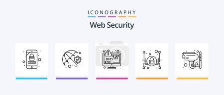 Illustration for Web Security Line 5 Icon Pack Including development. protection. protection. insurance. mobile account. Creative Icons Design - Royalty Free Image