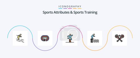 Illustration for Sports Atributes And Sports Training Line Filled Flat 5 Icon Pack Including sport. platform. athlete. jump. steeplechase - Royalty Free Image