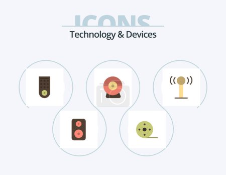 Illustration for Devices Flat Icon Pack 5 Icon Design. . wifi. remote. signal. security - Royalty Free Image
