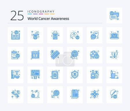 Ilustración de World Cancer Awareness 25 Blue Color icon pack including chat. lungs cancer. podium. lung. cancer - Imagen libre de derechos