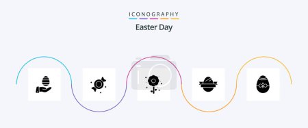 Téléchargez les illustrations : Easter Glyph 5 Icon Pack Including decoration. gift. plent. holidays. egg - en licence libre de droit