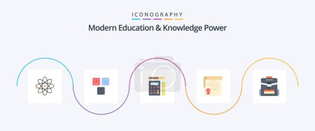 Téléchargez les photos : Modern Education And Knowledge Power Flat 5 Icon Pack Including bag. degrees. knowledge. achievement. education - en image libre de droit