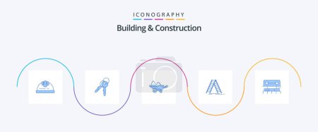 Illustration for Building And Construction Blue 5 Icon Pack Including repair. building. wheelbarrow. ladder. gardening - Royalty Free Image