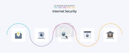 Ilustración de Internet Security Flat 5 Icon Pack Including security. web security. search. shield. internet - Imagen libre de derechos