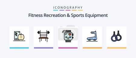 Ilustración de Fitness Recreation And Sports Equipment Line Filled 5 Icon Pack Including rope. jump. skateboard. activity. sports. Creative Icons Design - Imagen libre de derechos