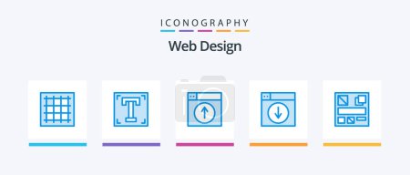 Ilustración de Diseño Web Blue 5 Icon Pack Incluyendo descarga. web. programa. aplicación. web. Diseño de iconos creativos - Imagen libre de derechos