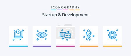 Illustration for Startup And Develepment Blue 5 Icon Pack Including . setting. mail. gear. space. Creative Icons Design - Royalty Free Image